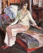 Edvard Munch The Model sitting the bench painting